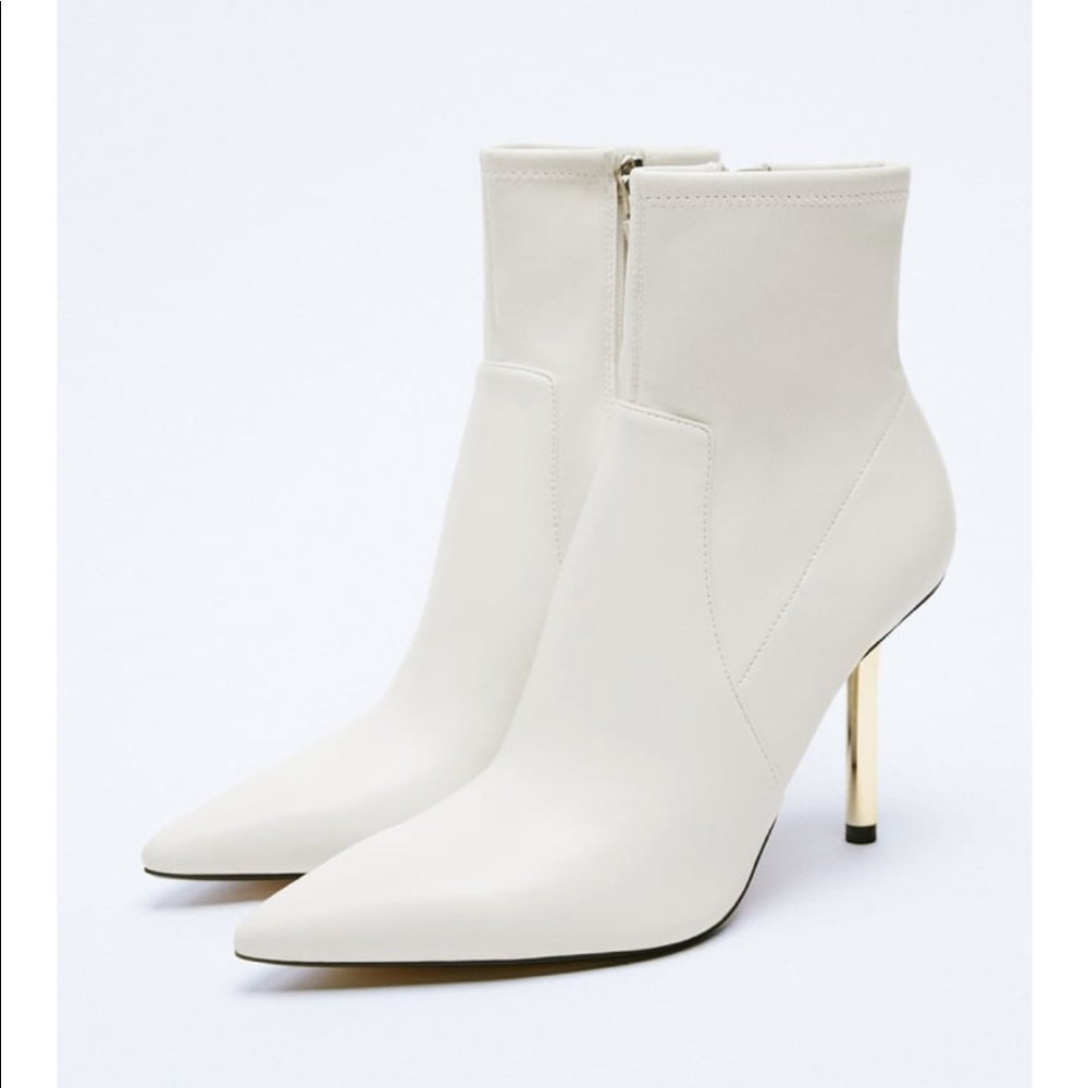 NWT Zara 4inch Metallic Heeled Ankle Boots, size 8US, 39EU